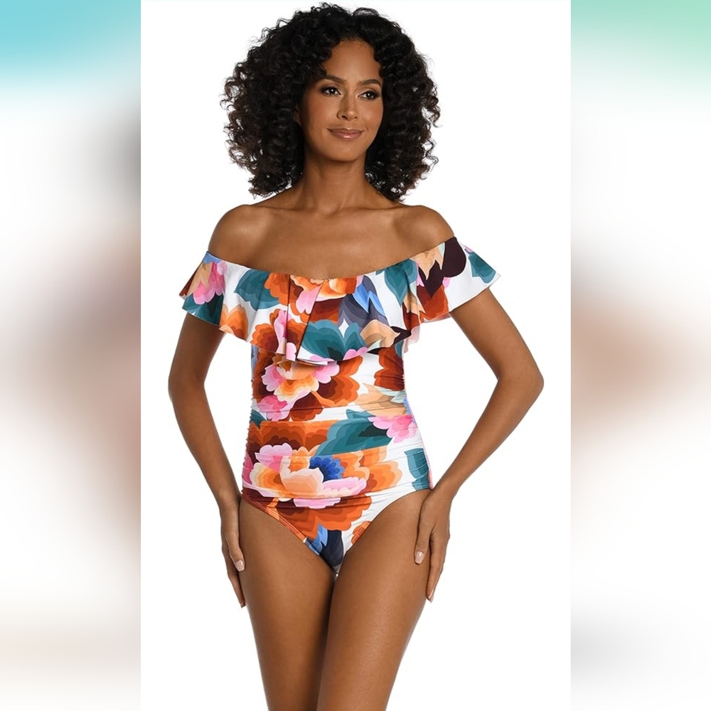Off Shoulder Ruffle One Piece Swimsuit La Blanca